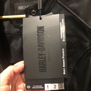 Authentic Harley Davidson Black Leather Moto Jacket